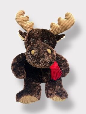 Vintage Dan Dee Collector's Choice Plush Brown Moose Reindeer w/Red Scarf 🫎